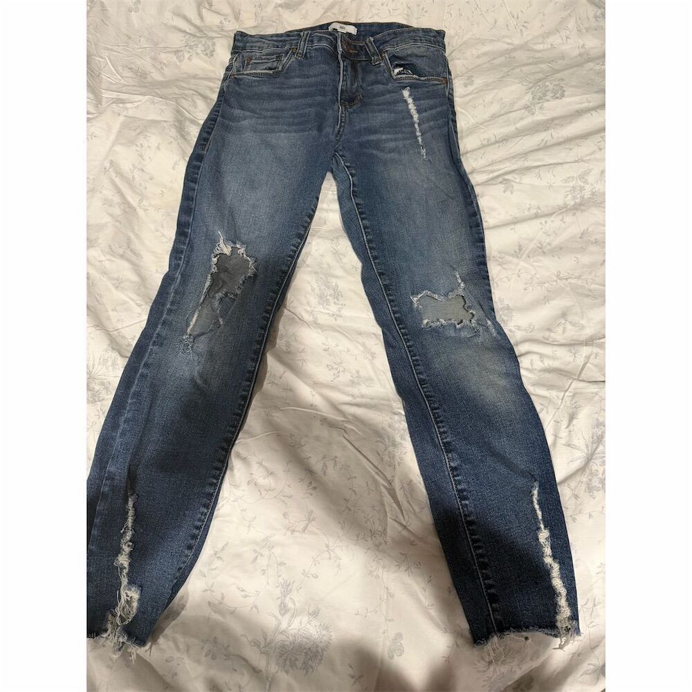 BP Women's Distressed Skinny Jeans Blue Size 27 Medium Wash
